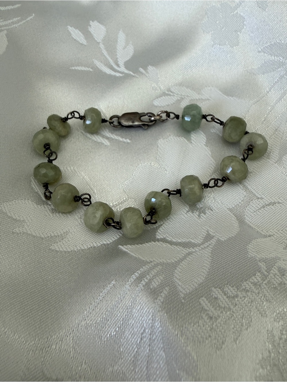 Faceted Pale Green Bead Bracelet - Women's Jewelry